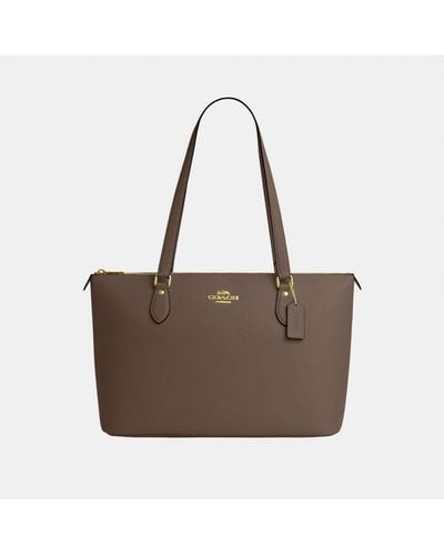 COACH Crossgrain Leather New Gallery Tote Bag - Brown