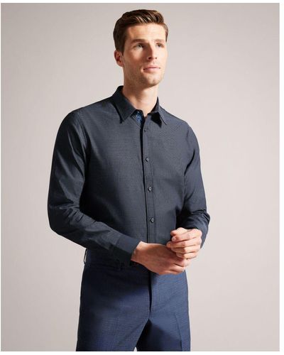 Ted Baker Mgeols Micro Geols Shirt - Blue