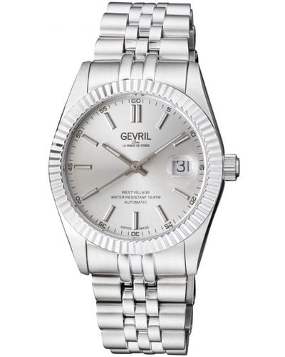 Gevril Automatic West Village Sunray Dial Stainless Steel Bracelet - Grey