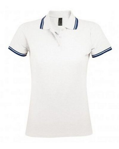 Sol's Pasadena Getipt Korte Mouw Pique Polo Shirt (wit/zwaar)