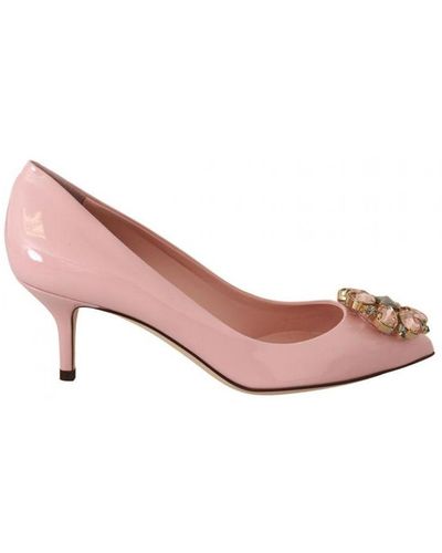 Dolce & Gabbana Pink Leather Crystal Heels Court Shoes Shoes