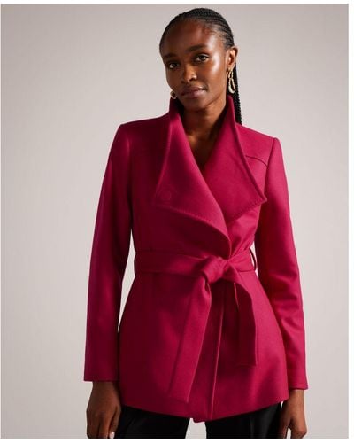 Ted Baker Rytaa Short Belted Wool Wrap Coat - Red