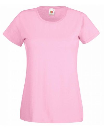 Fruit Of The Loom Ladies/ Lady-Fit Valueweight Short Sleeve T-Shirt (Pack Of 5) (Light) Cotton - Pink