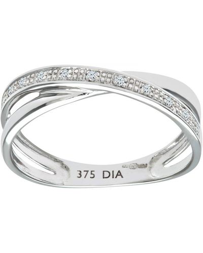DIAMANT L'ÉTERNEL 9ct Witgouden Diamanten Crossover-ring - Metallic