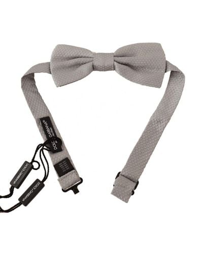 Dolce & Gabbana Silver Grey 100% Silk Adjustable Neck Papillon Bow Tie