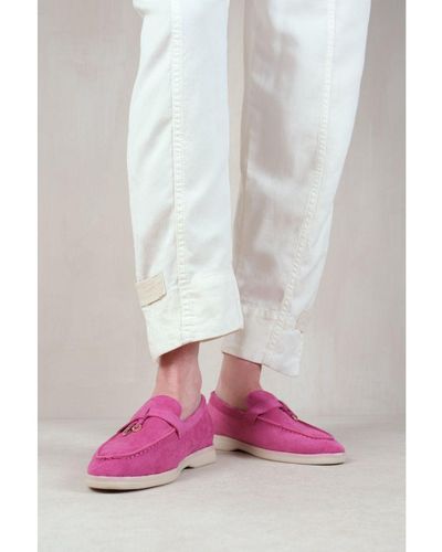 Where's That From 'Pegasus' Slip On Trim Loafers With Accessory Detailing - Pink