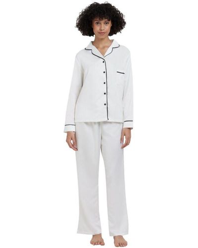 Bluebella 33503 Claudia Shirt And Pyjama Set Elastane - White