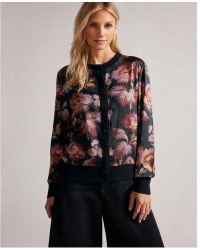 Ted Baker Raetini Printed Woven Front Cardi - Blue