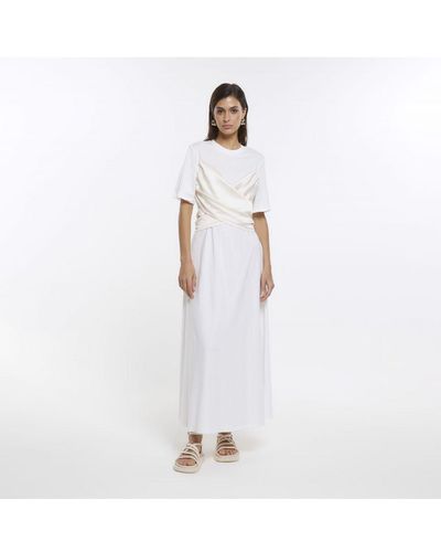 River Island Wrap Maxi Dress White Ri Studio Satin Cotton