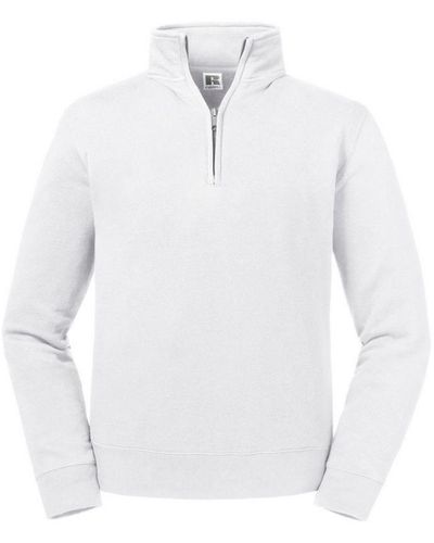 Russell Authentic Zip Neck Sweatshirt () - White