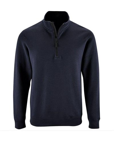 Sol's Stan Contrast Zip Neck Sweatshirt (franse Marine) - Blauw