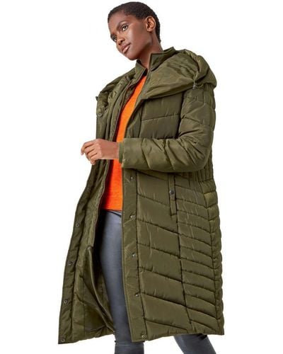 Roman Hooded Quilted Coat - Green
