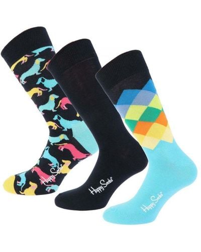 Happy Socks Accessoires Cadeaubox, Set Van 3 Paar Sokken, Meerkleurig - Blauw