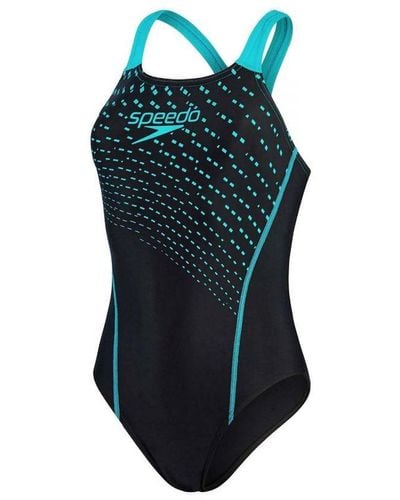 Speedo 's Medley Logo Swimsuit In Black Green - Blauw