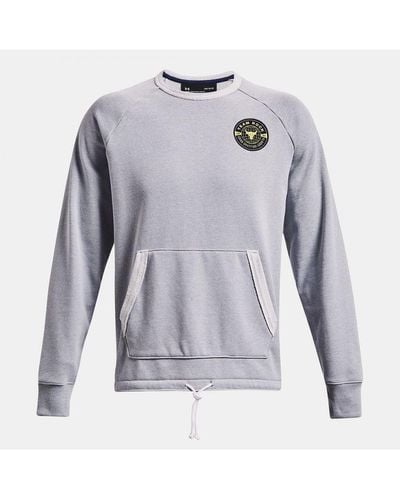 Under Armour Project Rock Grey Heavyweight Terry Jumper Cotton - Blue