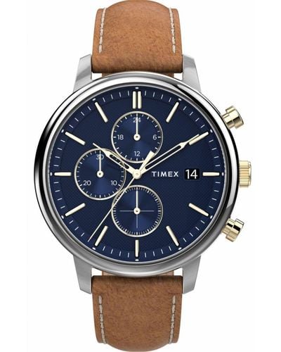 Timex Chicago Watch Tw2U39000 Leather (Archived) - Blue