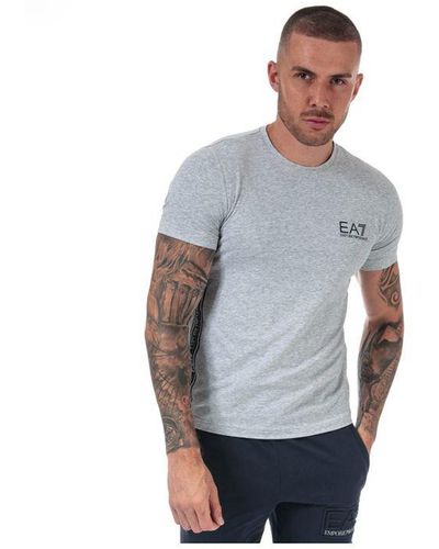 EA7 Emporio Armani -t-shirt Voor Met Logotape, Grijs - Blauw