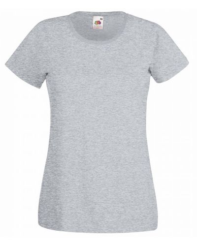 Fruit Of The Loom Ladies/ Lady-Fit Valueweight Short Sleeve T-Shirt (Pack Of 5) (Heather) Cotton - Grey