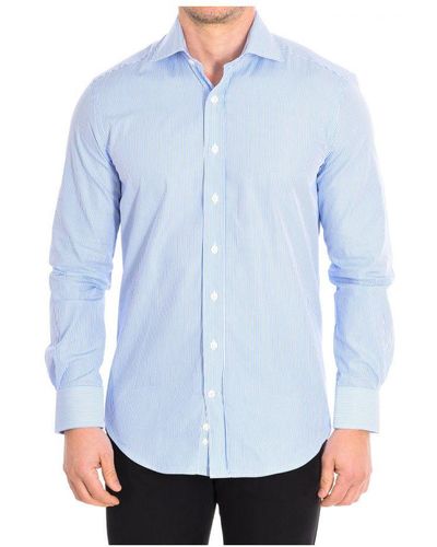 Café Coton Danielle3 Long-sleeved Shirt With Lapel Collar Cotton - Blue