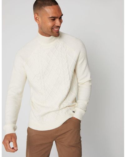 Threadbare 'Ayres' Turtle Neck Cable Knit Jumper - White
