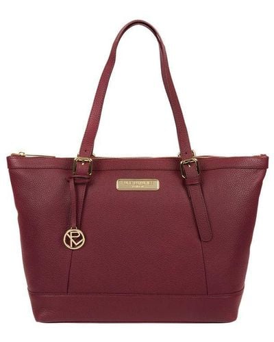 Pure Luxuries 'Emily' Pomegranate Leather Tote Bag - Red