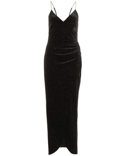 Quiz Glitter Velvet Wrap Maxi Dress - Black