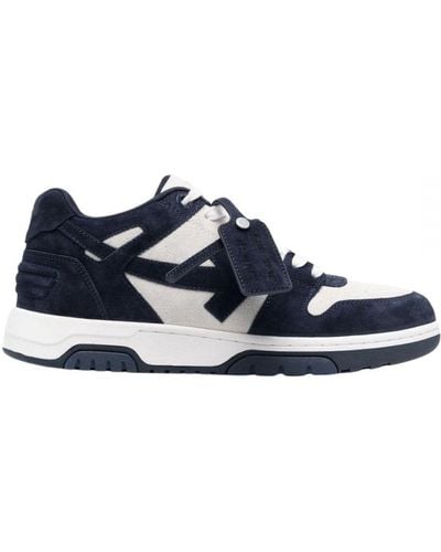 Off-White c/o Virgil Abloh Out Of Office Navy Blue Suede Sneakers - Blauw
