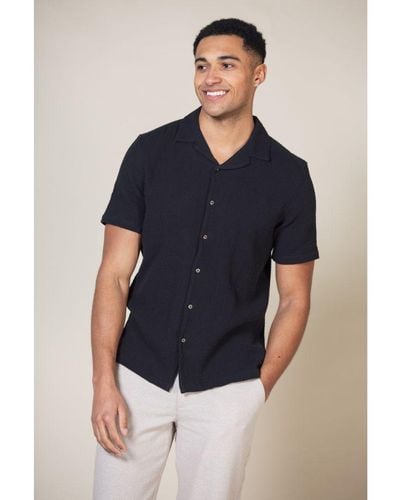Nordam 'Adio' Cotton Short Sleeve Button-Up Printed Shirt - Blue