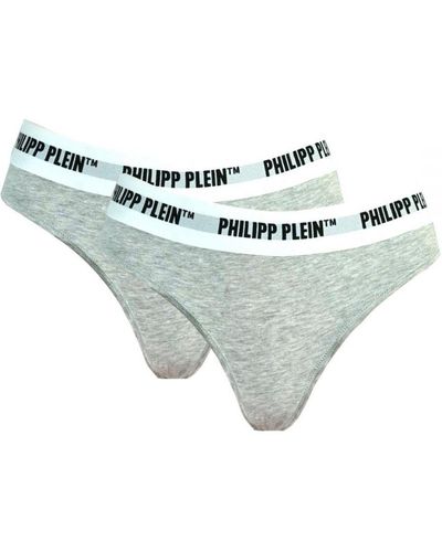 Philipp Plein Grey Underwear Thongs Two Pack - Wit