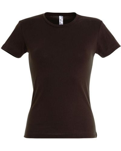 Sol's Miss Korte Mouwen T-shirt (chocolade) - Zwart