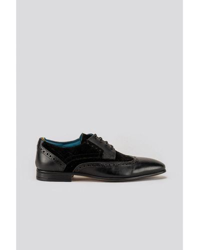 Oswin Hyde Miles Black/black Wingtip Derby Leather Brogue Shoes - White