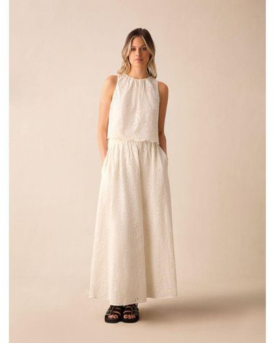 Ro&zo Ivory Broderie Maxi Skirt - White