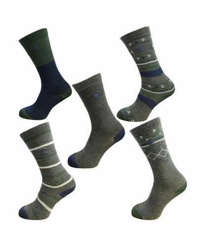 Timberland 5-pack Mixed Dark Grey Crew Socks A1eim 010 Cotton - Green