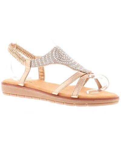 Platino Strappy Sandals Dazzle Elasticated Rose - Pink