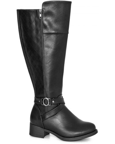 Evans Extra Wide Fit Dixon Tall Boots - Black