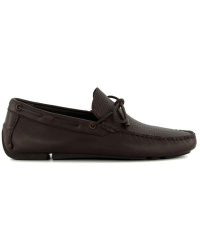 Dune Bert Di Front-tie Moccasin Leather Loafers Di Leather - Black