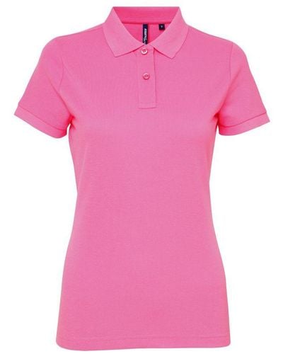 Asquith & Fox Ladies Short Sleeve Performance Blend Polo Shirt (Neon) - Pink