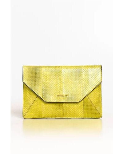 Trussardi Perforated Envelope Clutch - Yellow