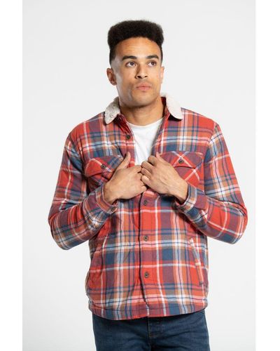 Tokyo Laundry Cotton Long Sleeve Padded Check Shirt With Sherpa Lining - Red