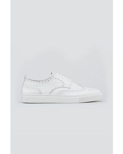 Oswin Hyde Stan White Brogue Leather Shoes