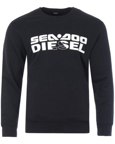 DIESEL Men's Roundoo Graphic Crew Neck Sweatshirt In Black - Blauw