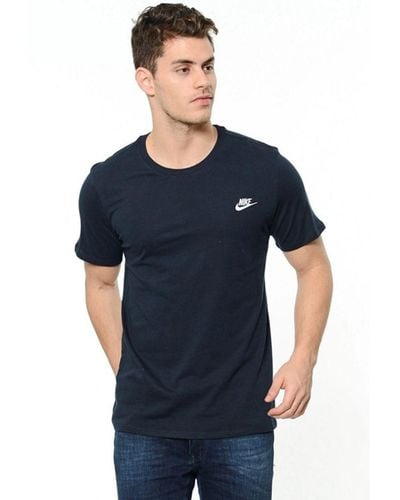 Nike Geborduurd Futura T-shirt In Marineblauw En Zilverkleurig Logo