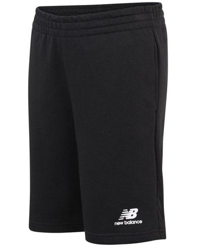 New Balance Essentials Stacked Logo French Terry Shorts - Black