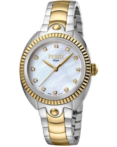 Ferré Ladies White Mother Of Pearl Dial / Gp Watch - Metallic