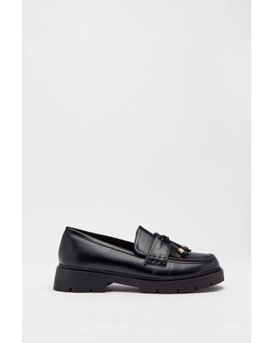 Warehouse Loafer With Tassle And Gold Trim - White