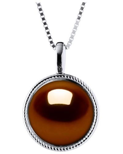 Diadema Aura Necklace Freshwater Pearl 9-10 Mm 925 - Brown