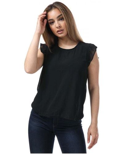 ONLY S Ann Star Frill Sleeve Top - Black