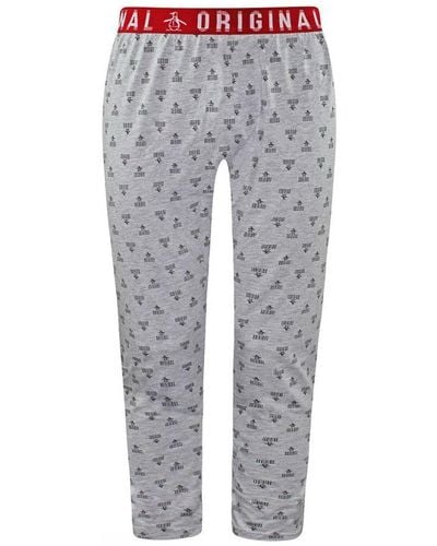 Original Penguin Aop Pete Lounge Pyjamas Bottoms Cotton - Grey