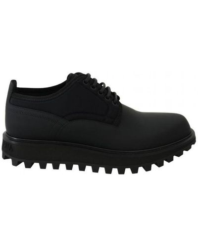 Dolce & Gabbana Rubberized Calfskin Chunky Derby Vulcano Shoes Leather - Black