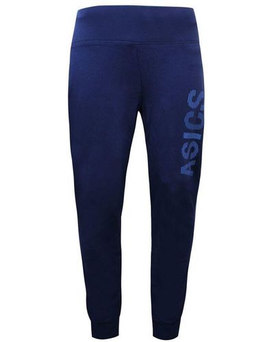 Asics Logo Navy Track Trousers - Blue